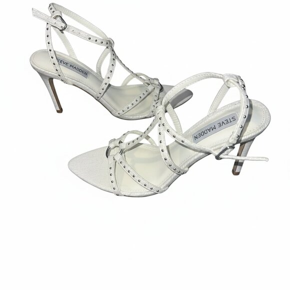 Steve Madden Amour Studded White Sandals - Picture 3 of 7
